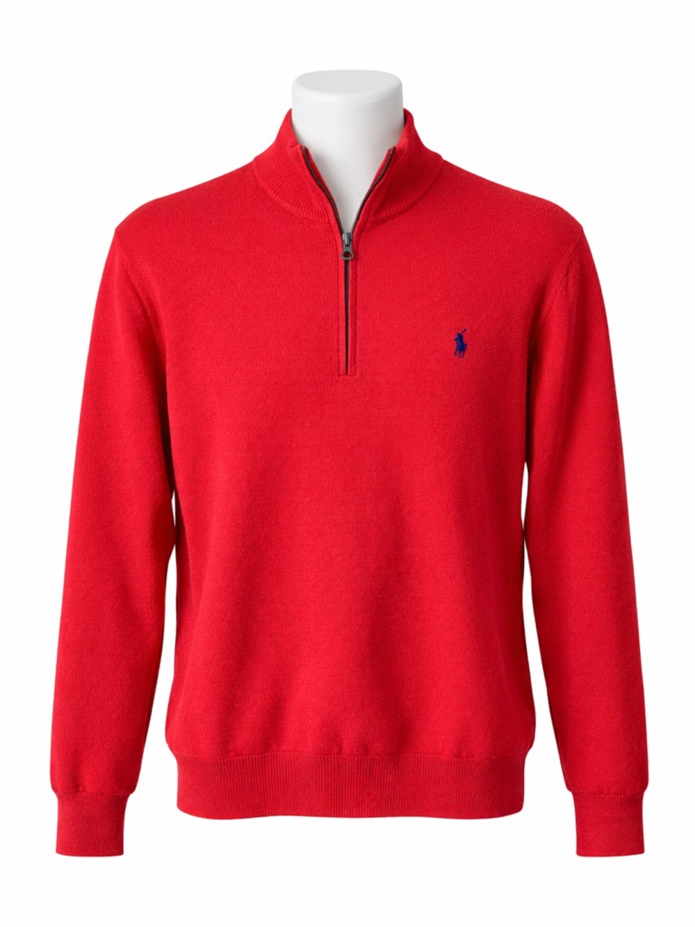 Size XL Polo Ralph Lauren Men’s Pima Cotton Half Zip Sweater Coral Red
